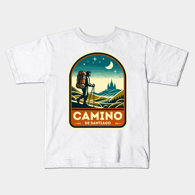 Buen Camino! El Camino de Santiago de Compostela - The Way of Saint James - Peregrino Pilgrim - Camino Frances Ingles Primitivo, Shirt, Hoodie, Mug, Tote, Sticker, Souvenir, etc Kids T-Shirt by cloudhiker